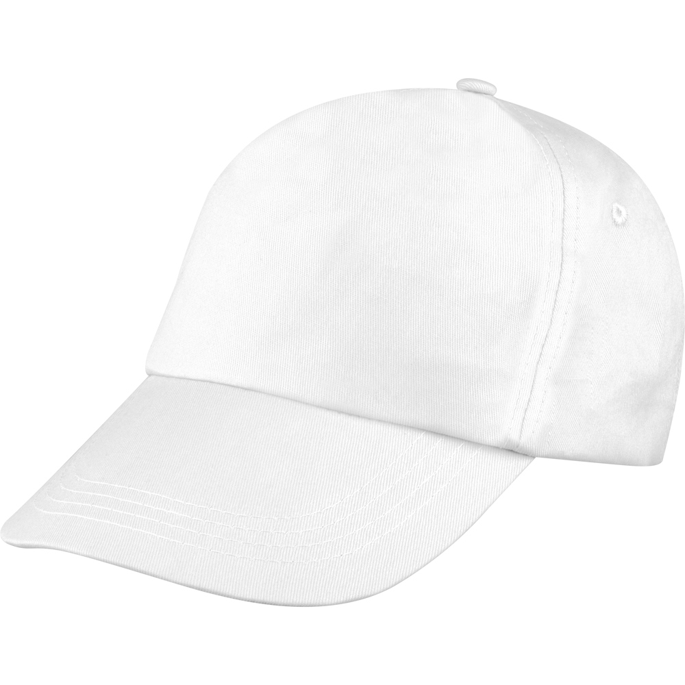 AZO-vrij katoenen baseball-cap, 5 panels - bedrukt of onbedrukt verkrijgbaar - Wit