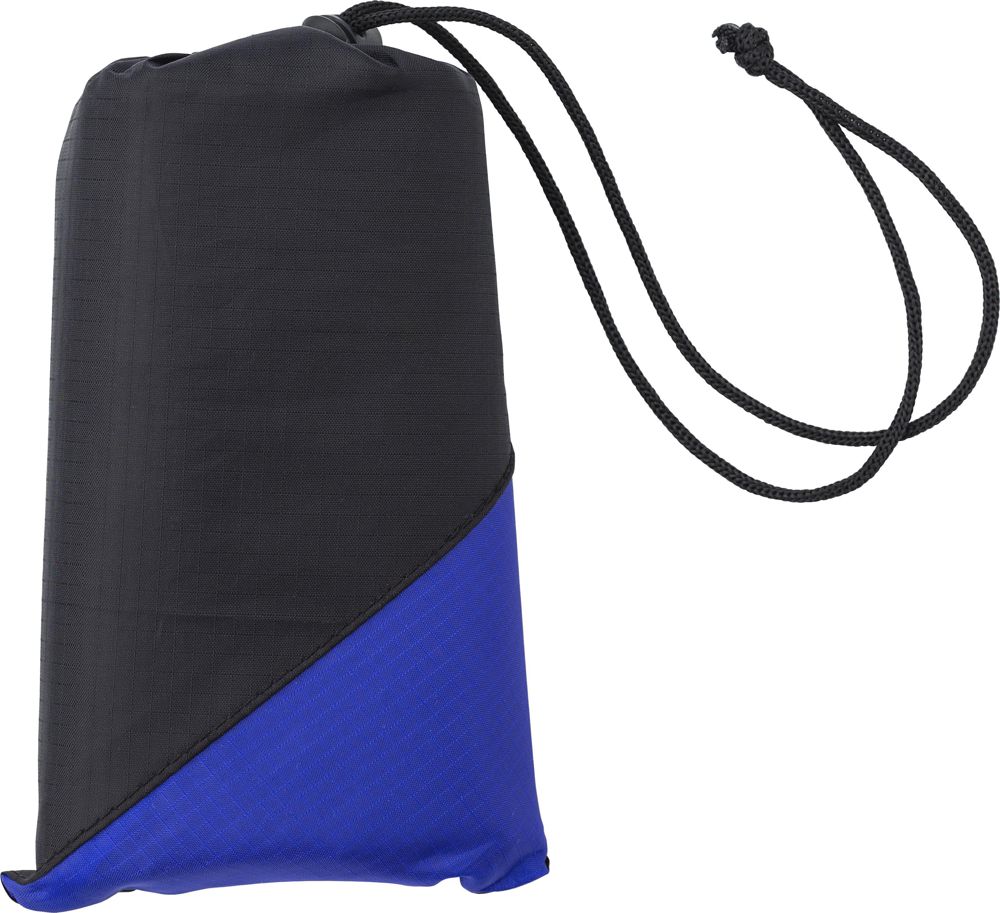Polyester opvouwbare deken Amal - met logo of onbedrukt bestellen - Blauw