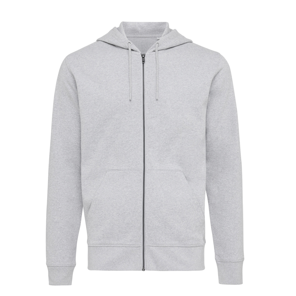 IQONIQ Abisko gerecycled katoen hoodie met rits - met logo of onbedrukt bestellen - heather grey (± PMS heather grey)