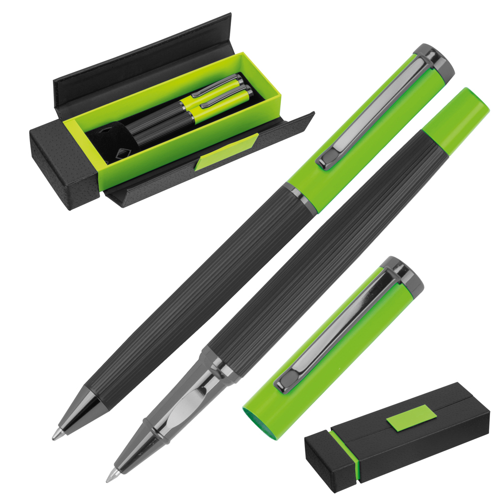 metalen schrijfset - Appelgroen