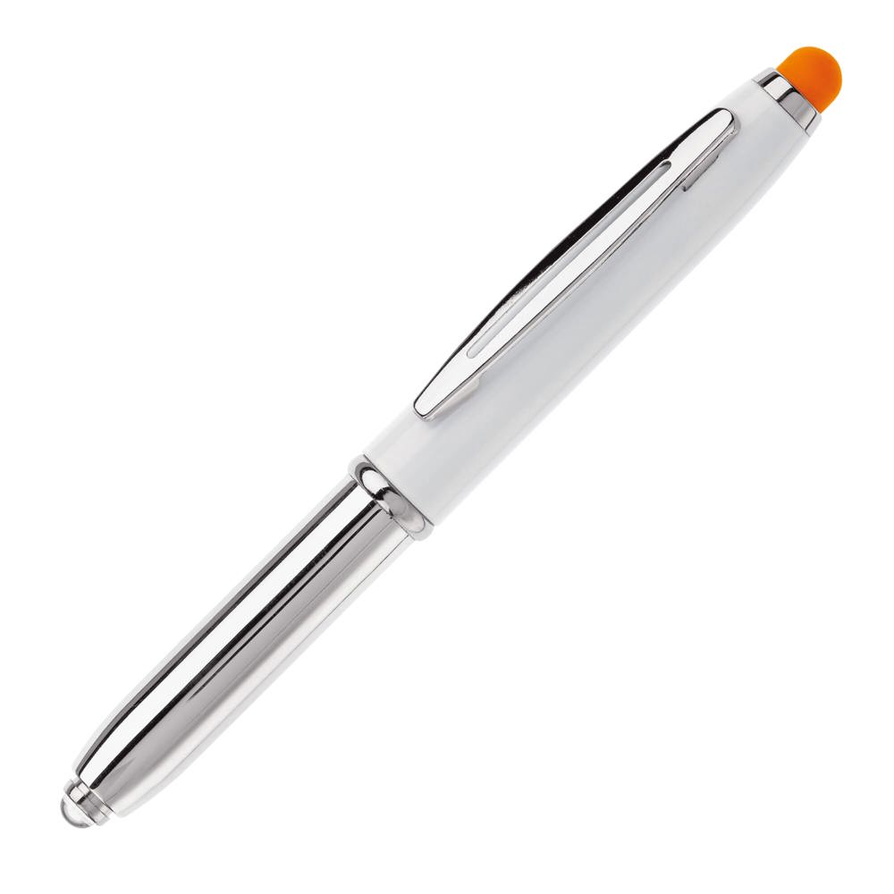 Balpen Shine stylus metaal - kopen of bedrukken - Wit / Oranje