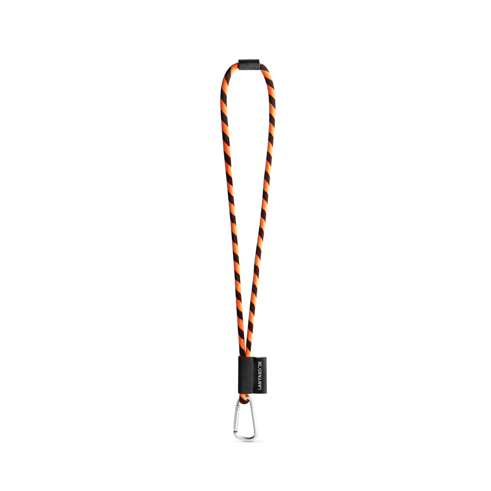 75089. Lanyard Tube Long Set II. Standaard modellen - voor bedrijven en relatiegeschenken - Zwart, Oranje