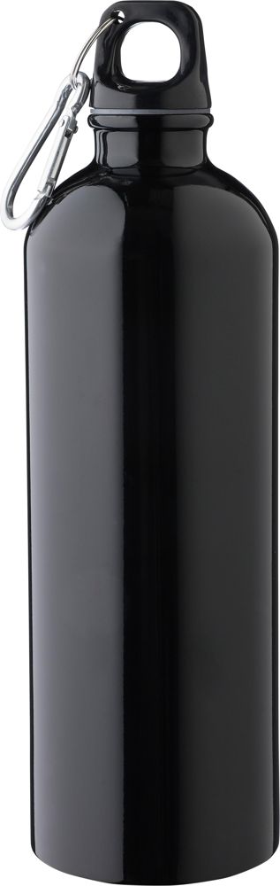 Gerecyclede roestvrijstalen enkelwandige fles (750 ml) Emeric - voor bedrijven en relatiegeschenken - Zwart