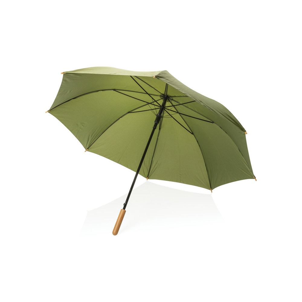 27" Impact AWARE™ RPET 190T auto open bamboe paraplu - met logo of onbedrukt bestellen - groen (± PMS 5753)
