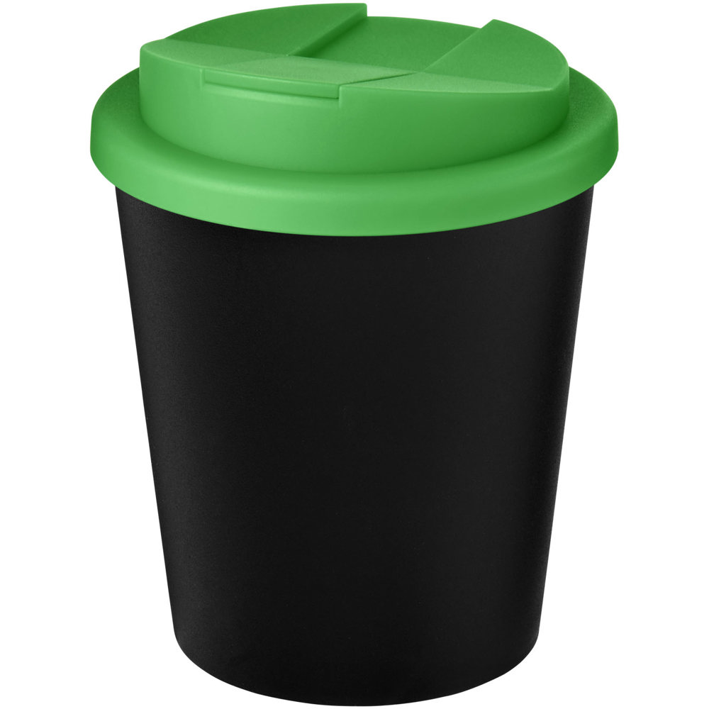 Americano® Espresso Eco 250 ml gerecyclede beker met knoeibestendig deksel - bedrukt of onbedrukt verkrijgbaar - Zwart, Groen