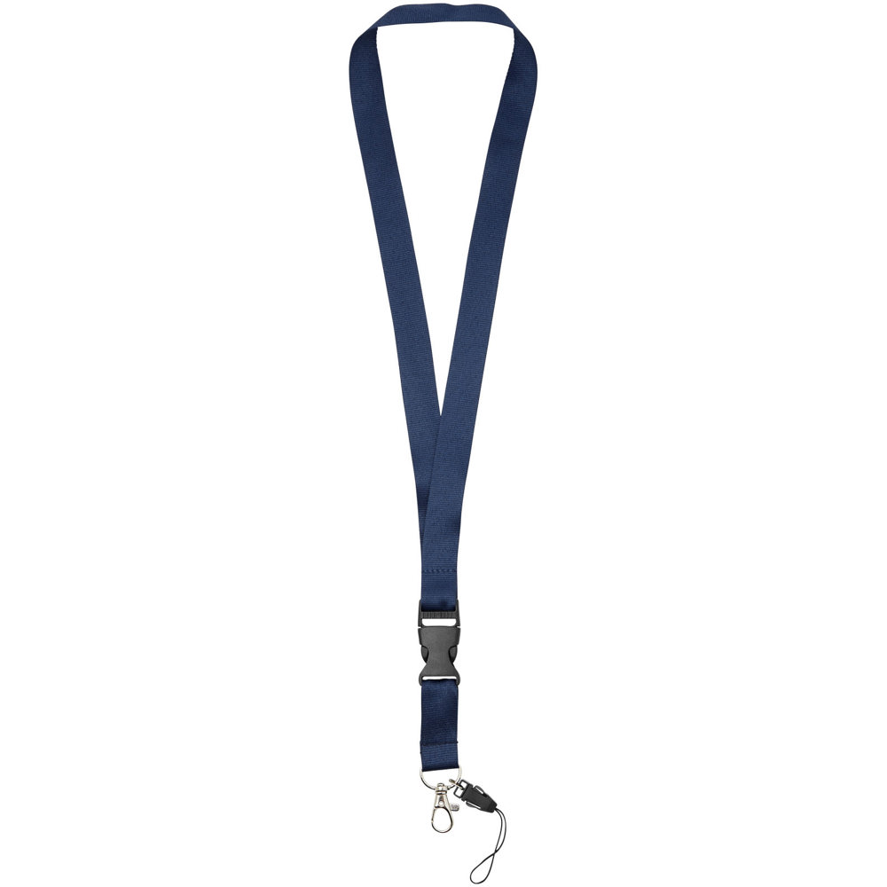 Sagan lanyard met afneembare gesp en telefoonhouder - voor bedrijven en relatiegeschenken - Marineblauw