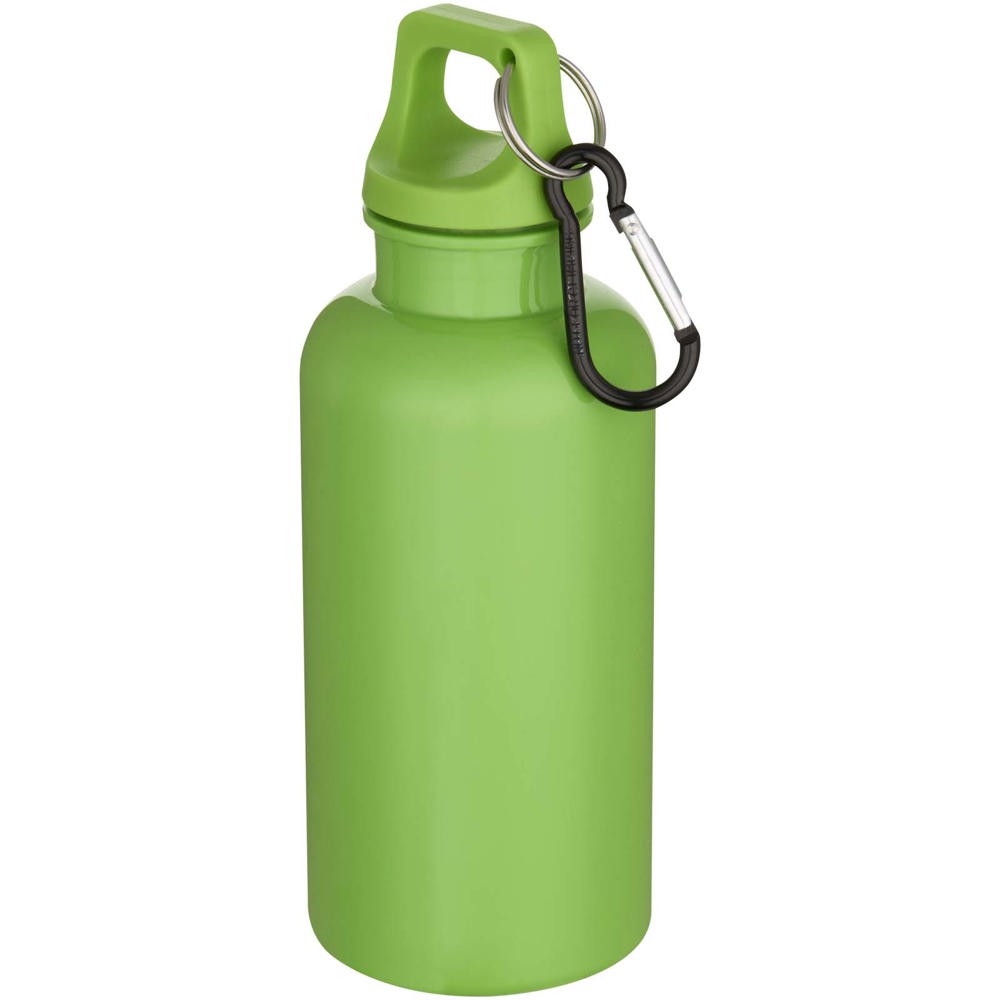 Oregon 400 ml effen waterfles van RCS gecertificeerd gerecycled plastic met karabijnhaak - voor bedrijven en - appelgroen