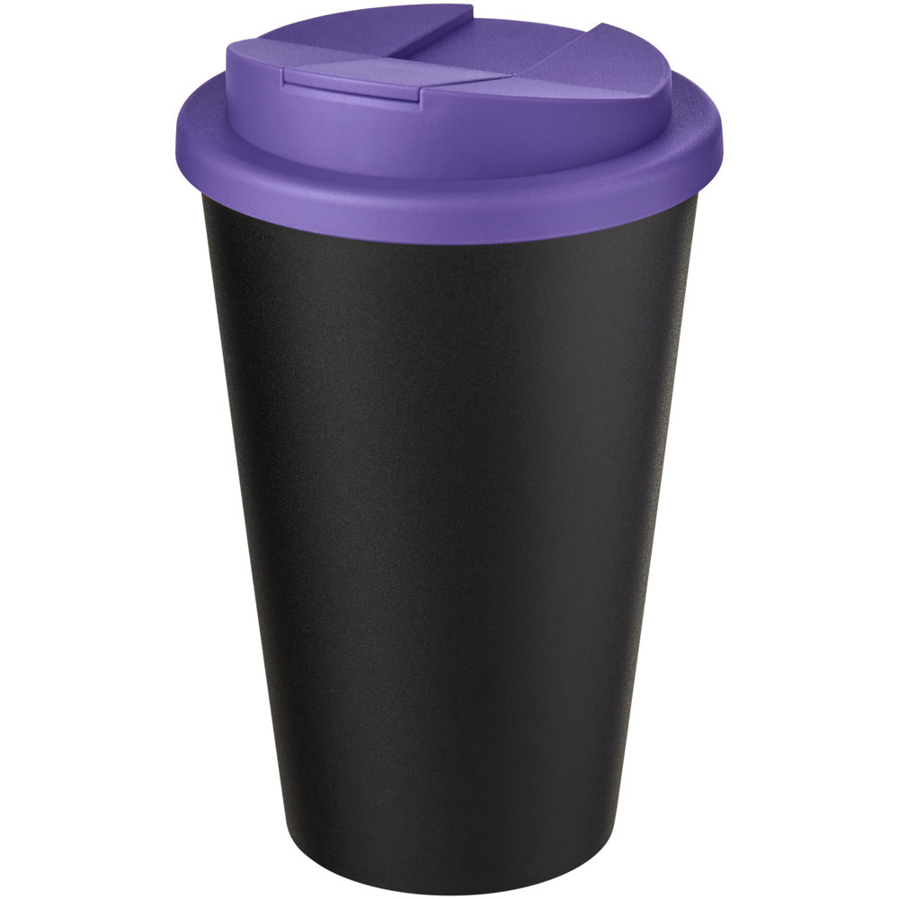 Americano® Eco 350 ml gerecyclede beker met spill-proof deksel - voor bedrijven en relatiegeschenken - Paars, Zwart