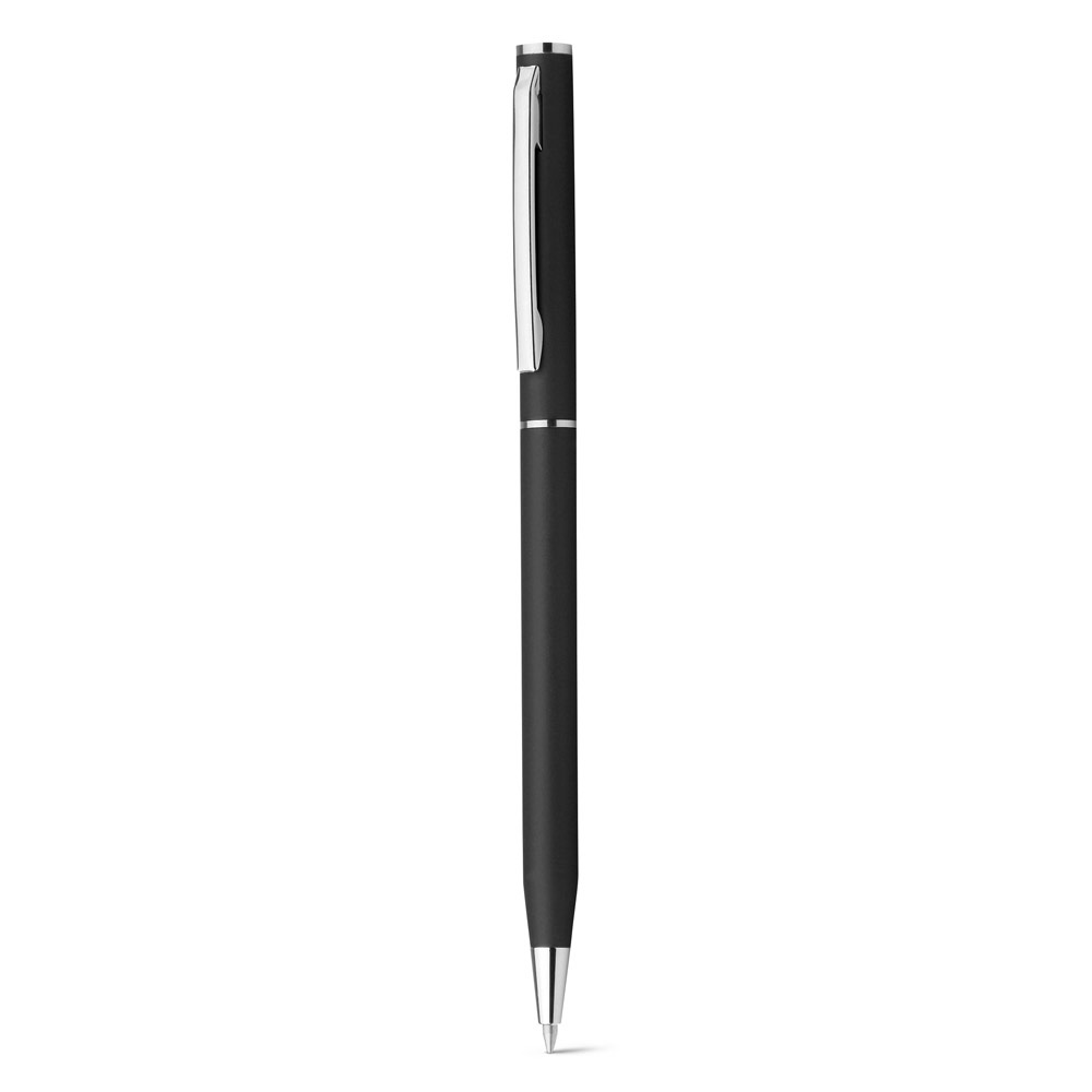 LESLEY METALLIC. Aluminium balpen met clip en draaimechanisme - kopen of bedrukken - Zwart