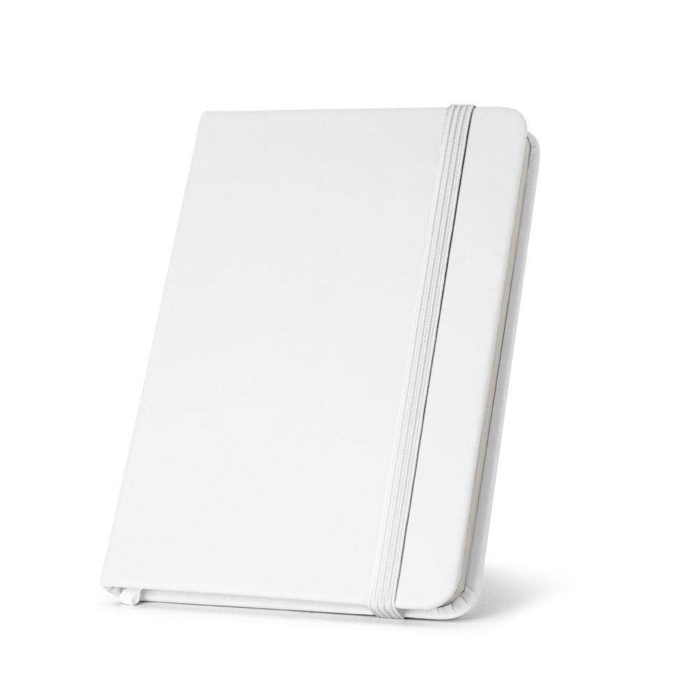 CAMPUS. A5 notitieblok met harde kaft in PU (35% gerecycled) met gelinieerde pagina's van 100% gerecycled - Wit
