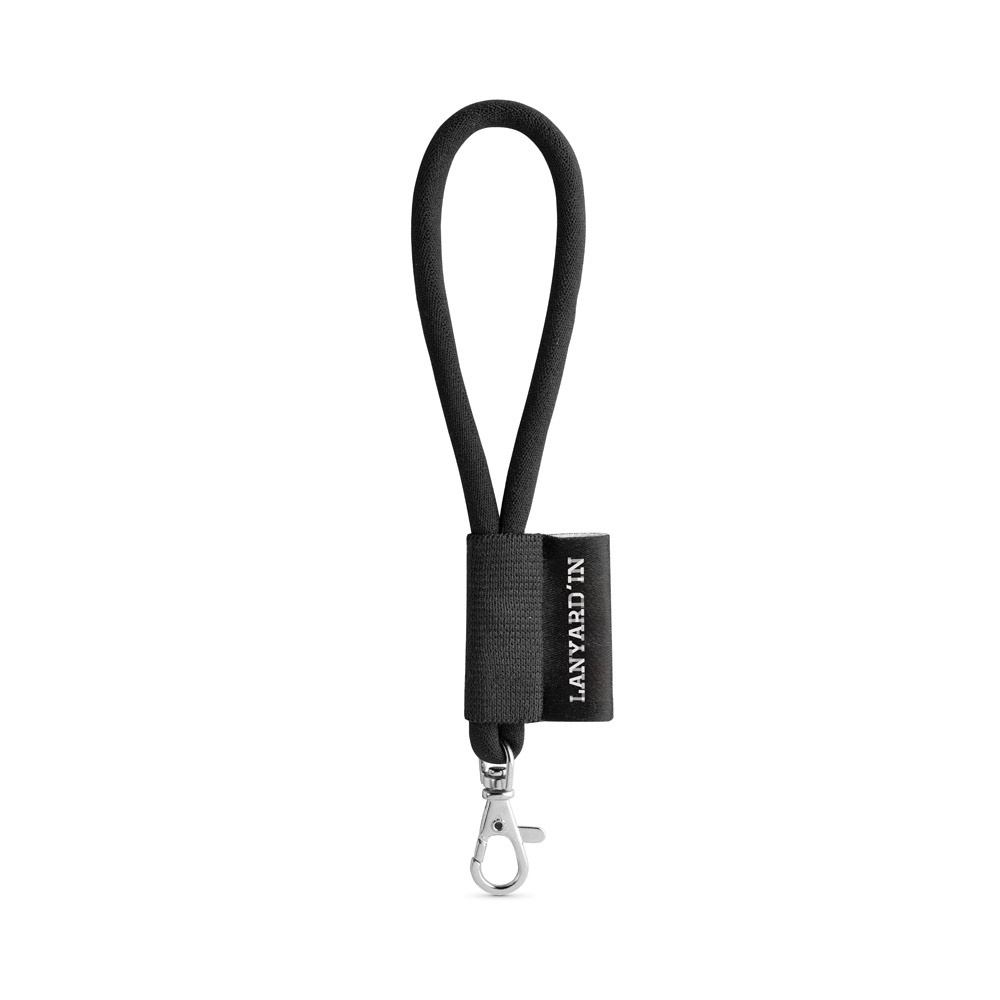 75090. Lanyard Tube Short Set. Standaard modellen - voor bedrijven en relatiegeschenken - 300 - Zwart
