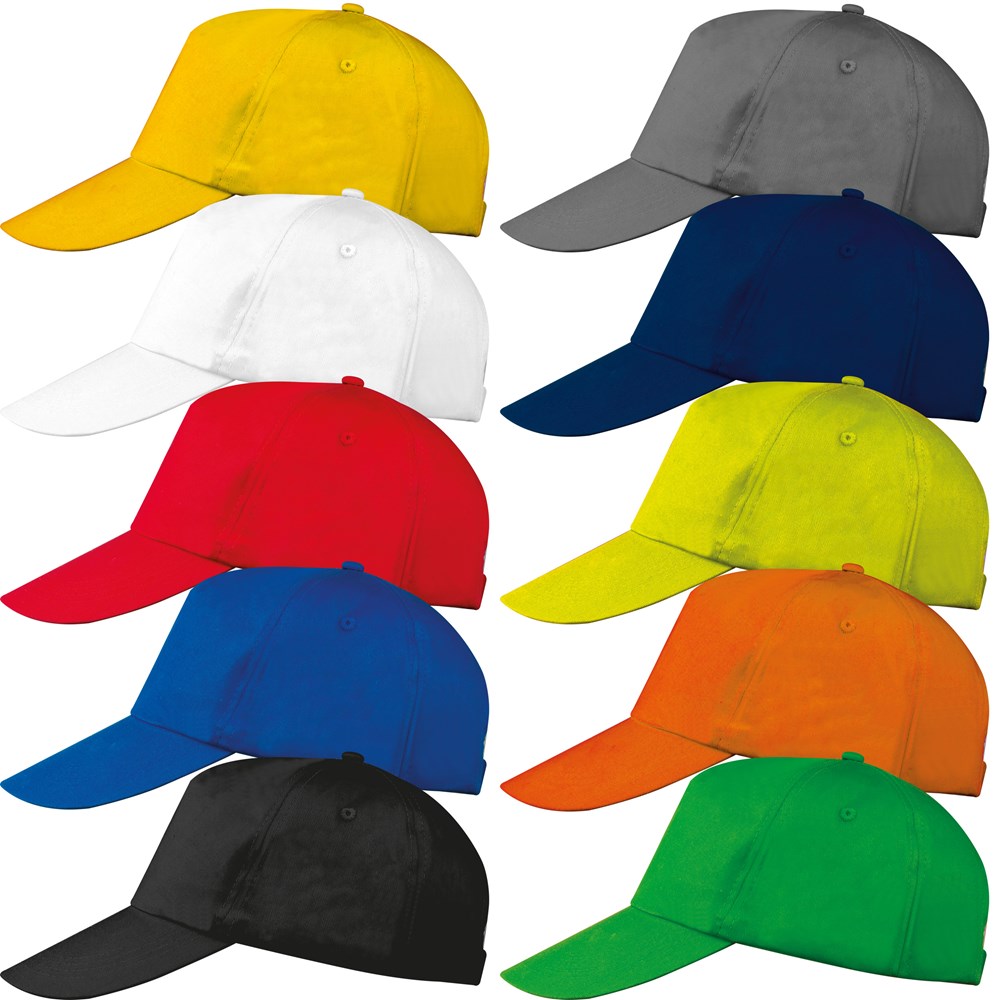 AZO-vrij katoenen baseball-cap, 5 panels - bedrukt of onbedrukt verkrijgbaar