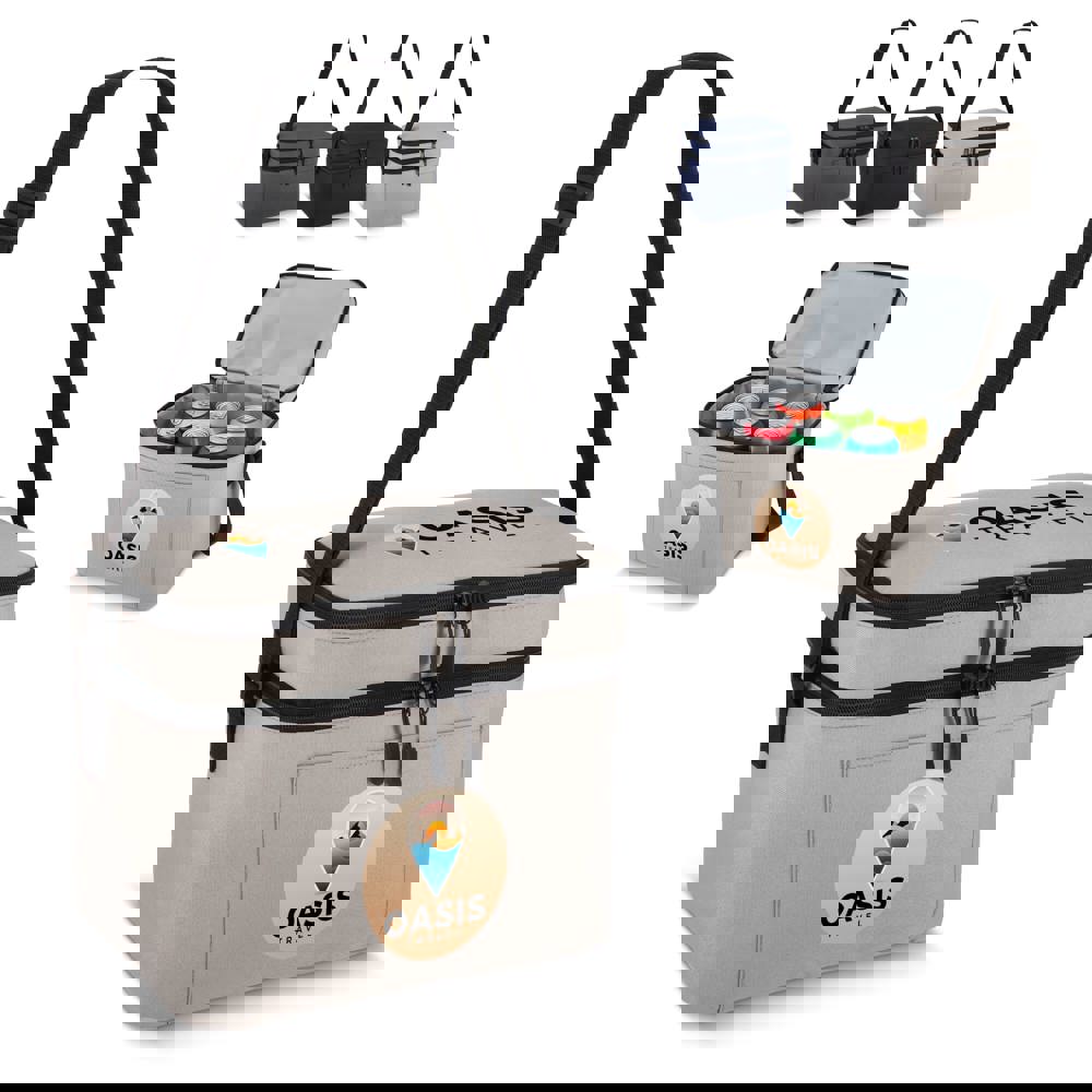 600D gerecycled PET koeltas met twee vakken 30 x 20 x 25 cm 12 L - met logo of onbedrukt bestellen