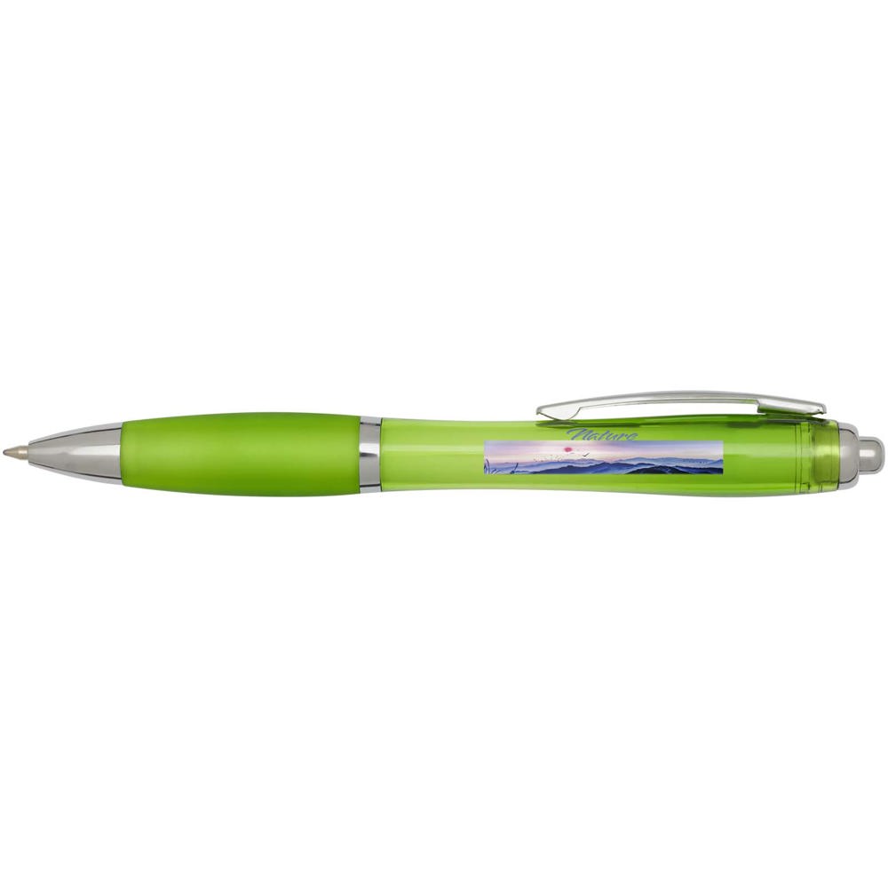 Nash balpen van  RCS gerecycled plastic met gekleurde behuizing en grip (blauwe inkt)