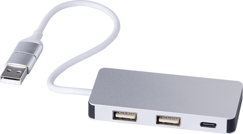 Gerecyclede aluminium USB hub Layton - met logo of onbedrukt bestellen