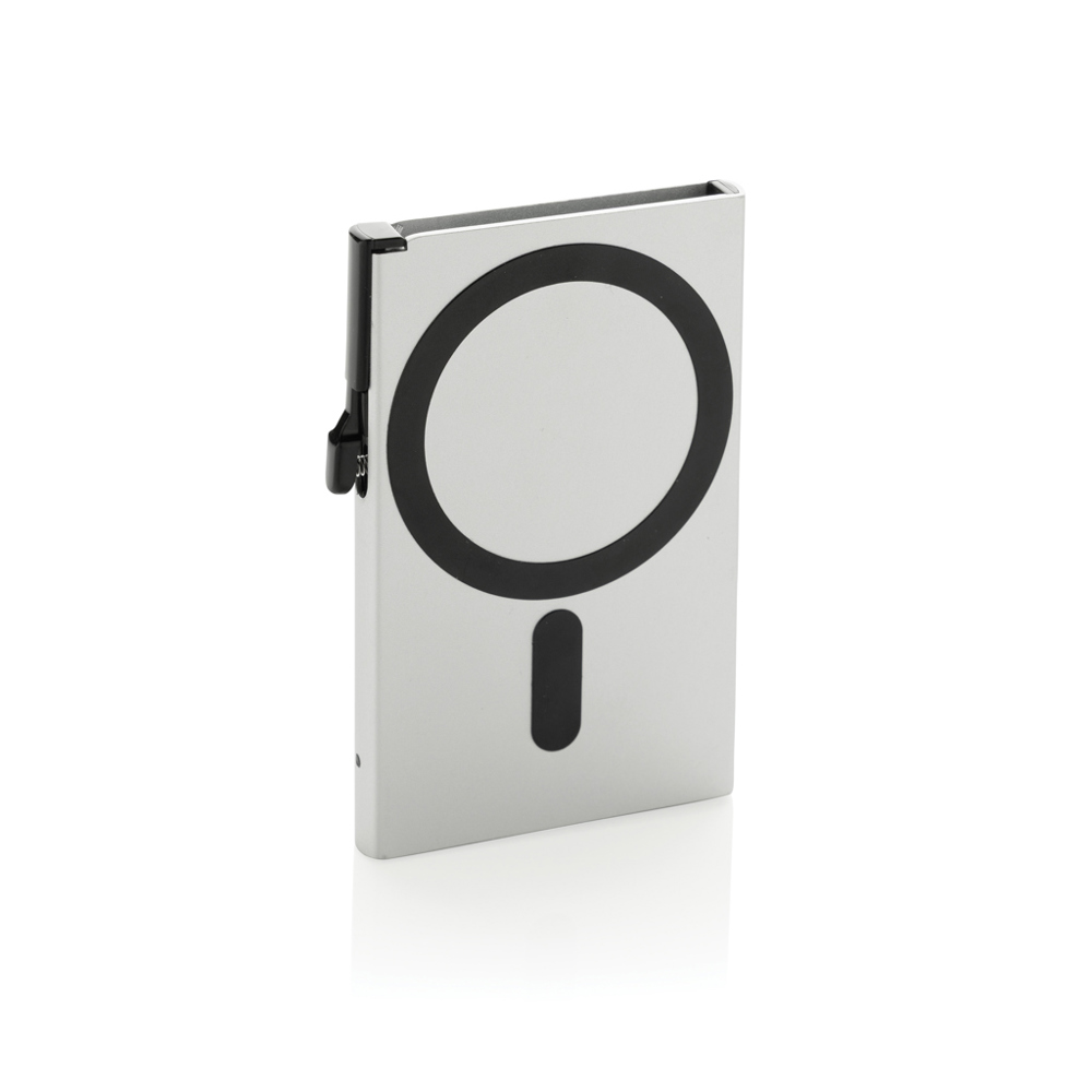 Standard aluminium RFID magnetic telefoon kaarthouder - met logo of onbedrukt bestellen - zilver (± PMS 428)