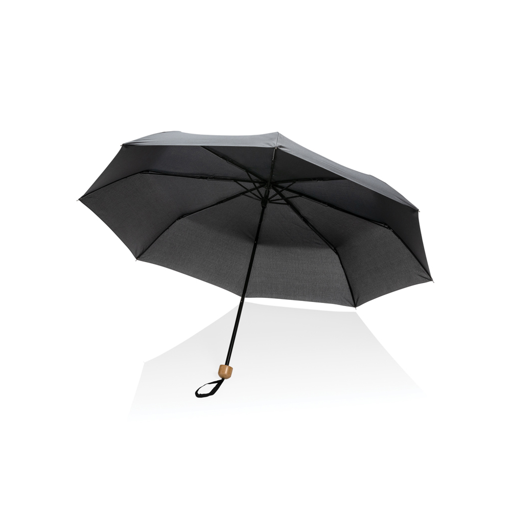 20.5" Impact AWARE™ RPET 190T pongee bamboe miniparaplu - bedrukt of onbedrukt verkrijgbaar