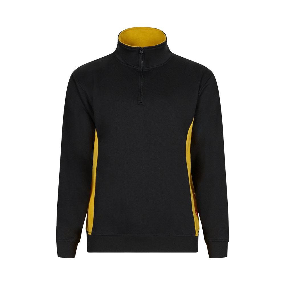 VL SVAROG. Tweekleurig sweatshirt van badstof (260g/m²), van polyester (65%) en katoen (35%) - voor bedrijven - Zwart, Geel