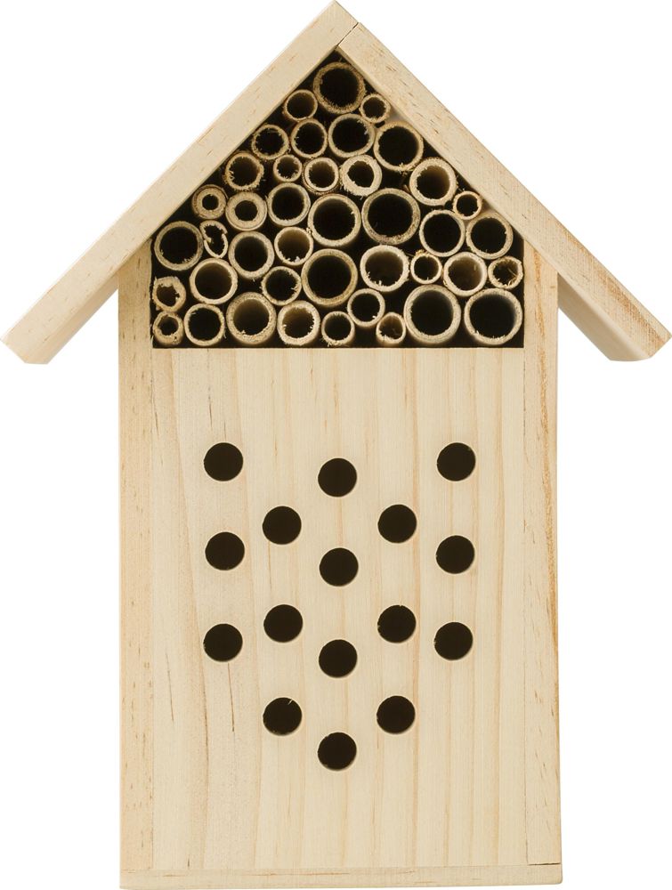 Houten bijenhuisje Fahim - met logo of onbedrukt bestellen - bruin