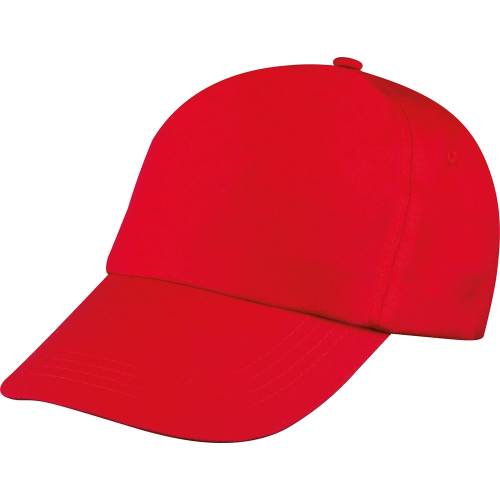AZO-vrij katoenen baseball-cap, 5 panels - bedrukt of onbedrukt verkrijgbaar - rood