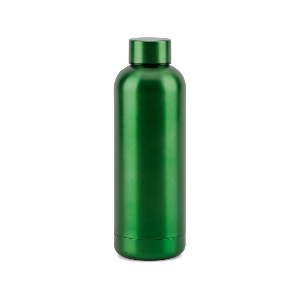 ODIN METTALIC. Fles van 90% gerecycled roestvrijstaal 550 mL - met logo of onbedrukt bestellen - groen