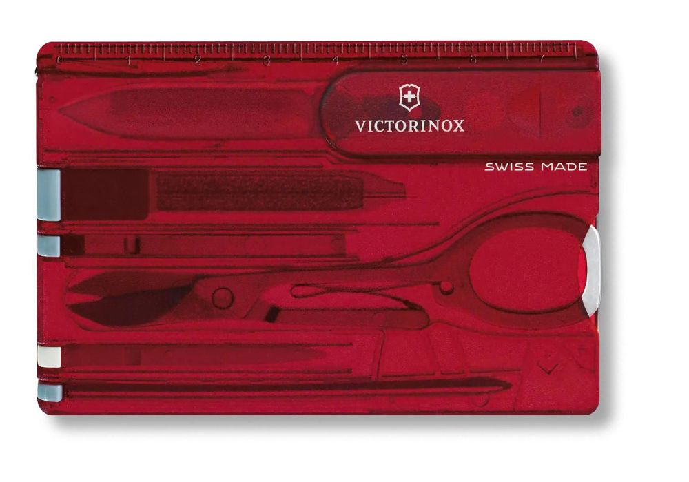 Nylon Victorinox Swisscard Classic multitool - bedrukt of onbedrukt verkrijgbaar - Rood
