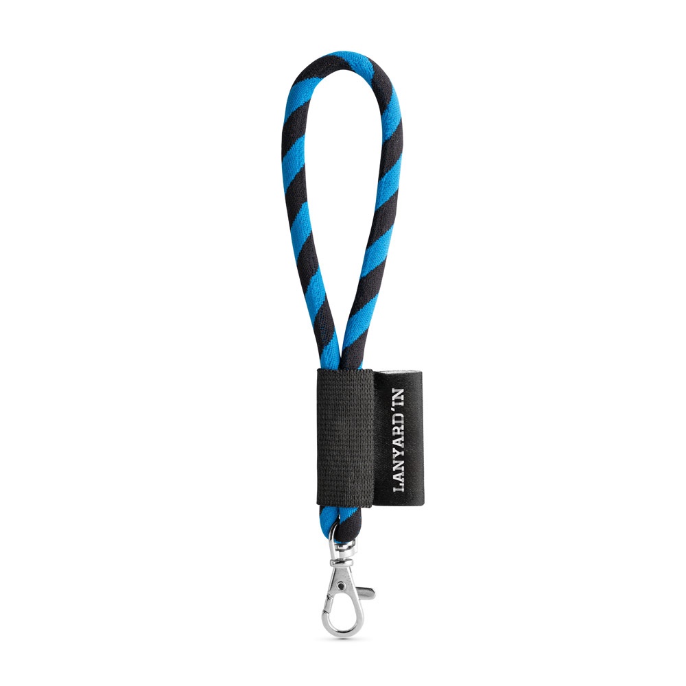 75090. Lanyard Tube Short Set. Standaard modellen - voor bedrijven en relatiegeschenken - Zwart, Royal blauw