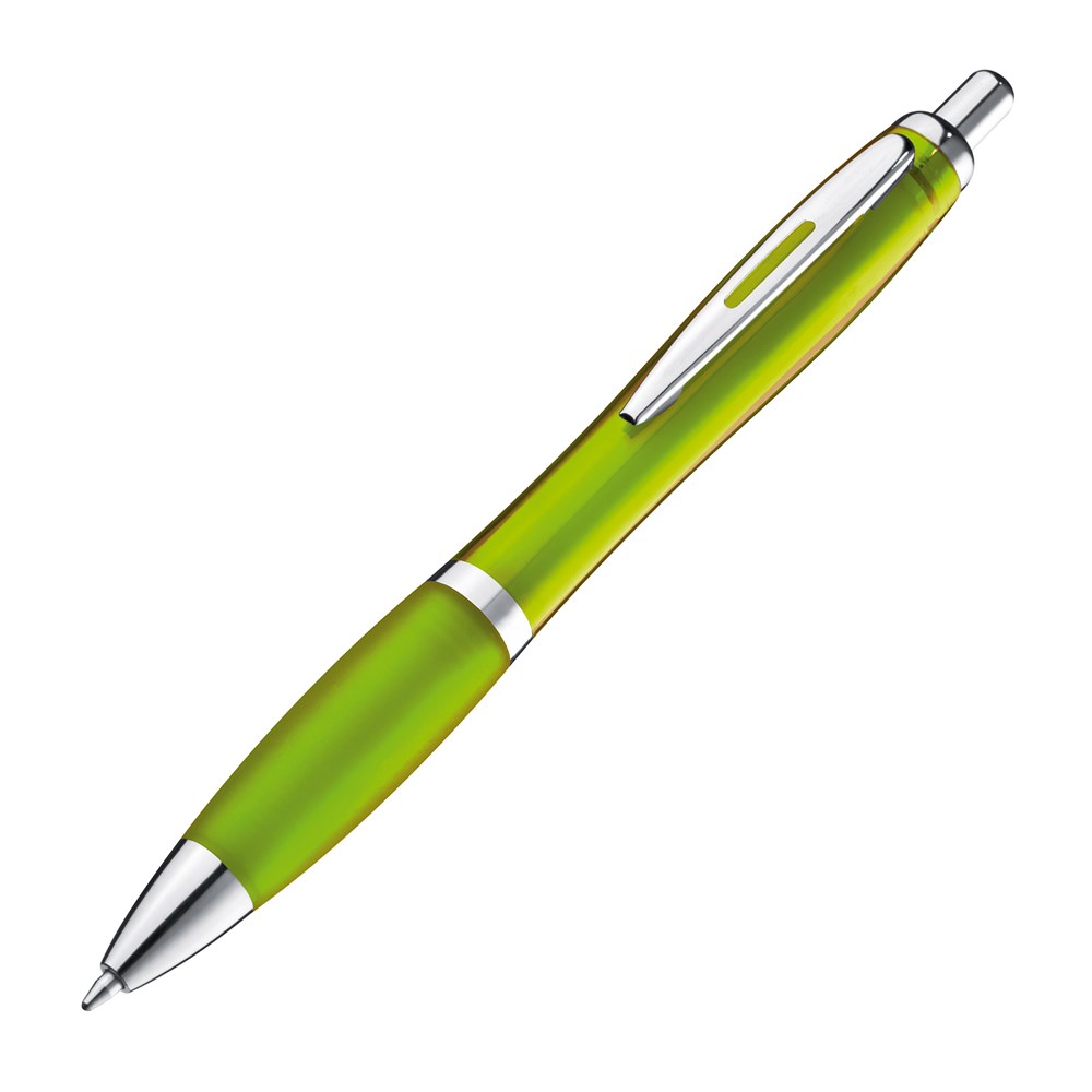 Pen met zilveren metalen clip - voor bedrijven en relatiegeschenken - Appelgroen