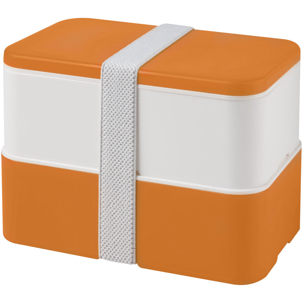 MIYO 700+700 ml dubbellaagse lunchbox - met logo of onbedrukt bestellen - Oranje, Wit, Wit