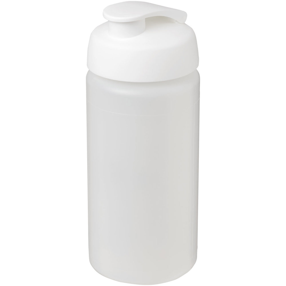 Baseline® Plus grip 500 ml sportfles met flipcapdeksel - met logo of onbedrukt bestellen - Transparent, Wit
