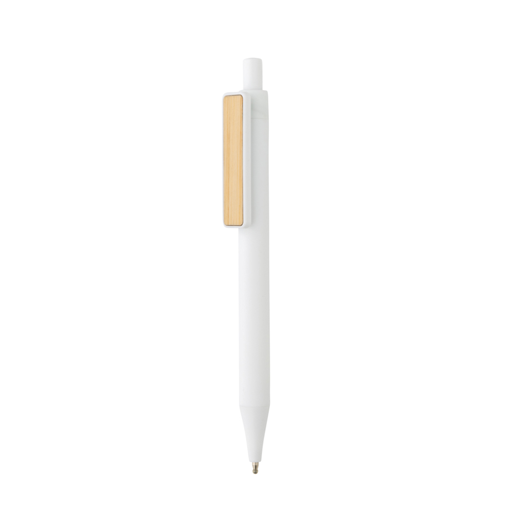 GRS RABS pen met bamboe clip - voor bedrijven en relatiegeschenken - wit (± PMS White)