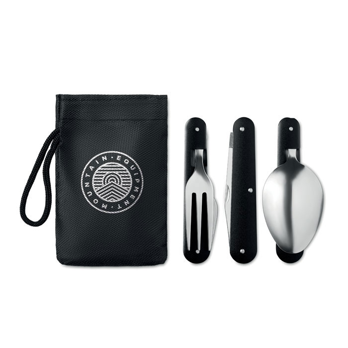3 SERVICE - Opvouwbare bestekset RVS - met logo of onbedrukt bestellen