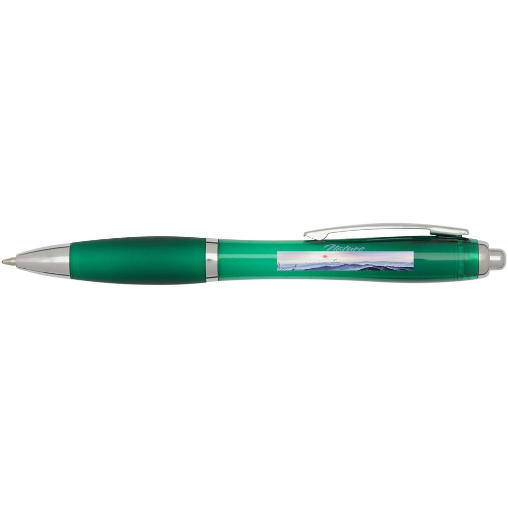Nash balpen van  RCS gerecycled plastic met gekleurde behuizing en grip (blauwe inkt)