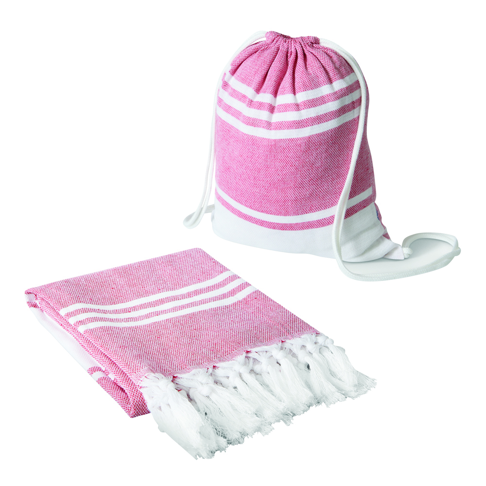 SUN & STEAM - Groot strandlaken/sauna handdoek - kopen of bedrukken - Rood, Wit