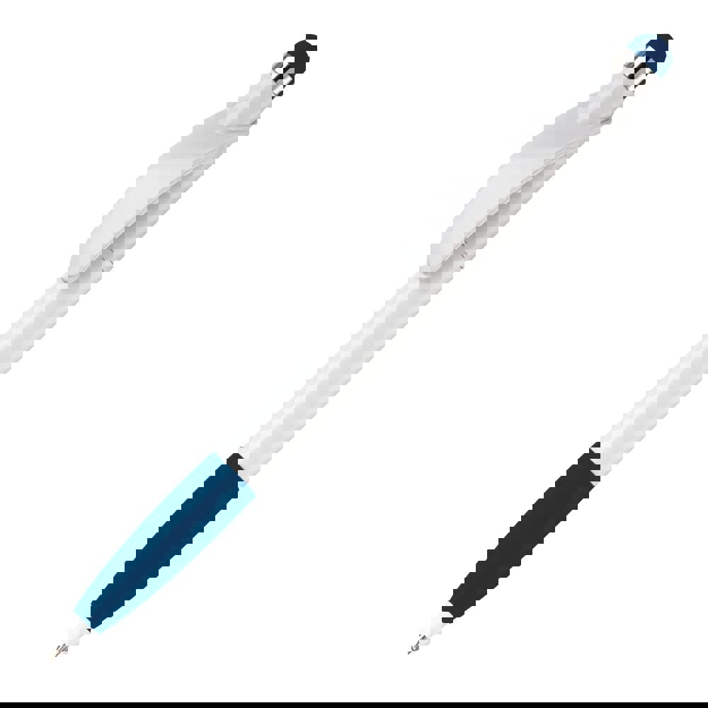 Balpen Cosmo stylus hardcolour - bedrukt of onbedrukt verkrijgbaar - Wit / Donkerblauw