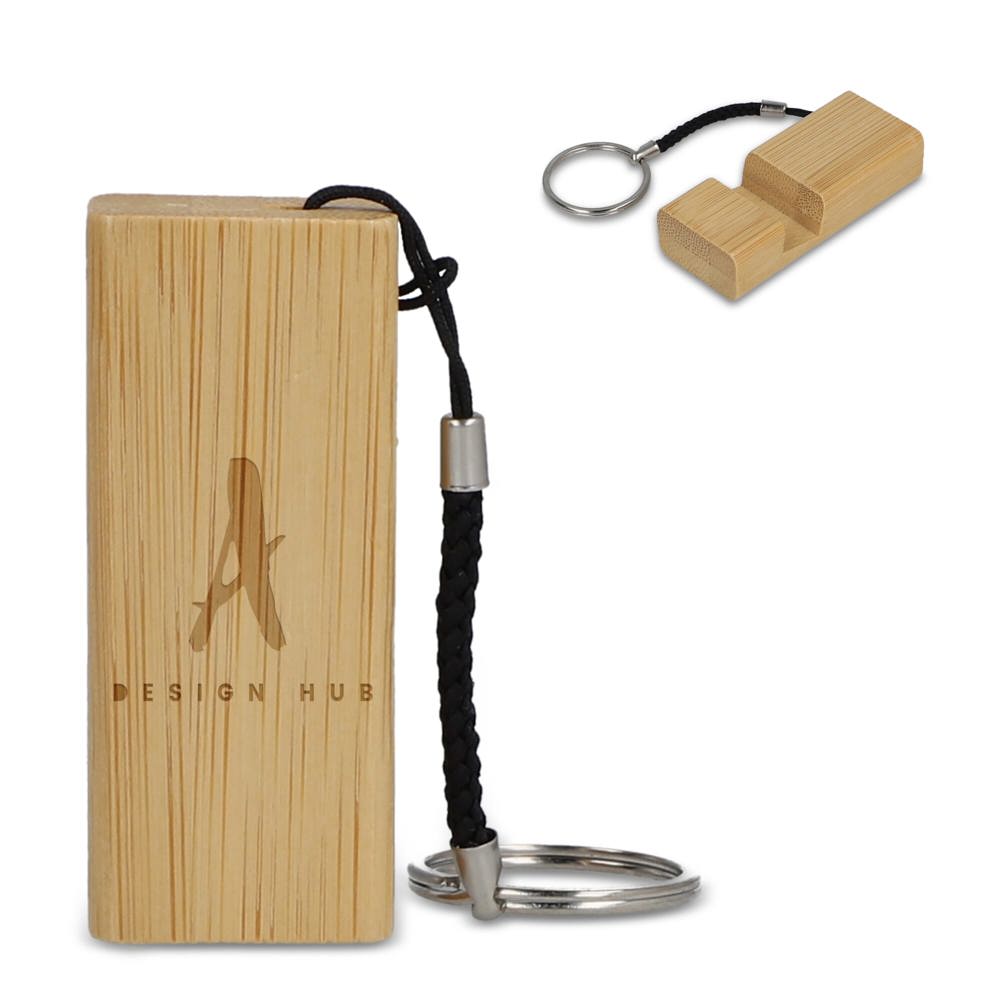 Bamboe telefoonhouder sleutelhanger - voor bedrijven en relatiegeschenken