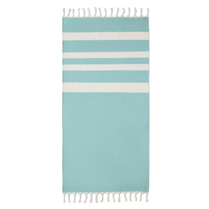 AGOURA - Hammam handdoek 140 gr/m² - met logo of onbedrukt bestellen - Turquoise