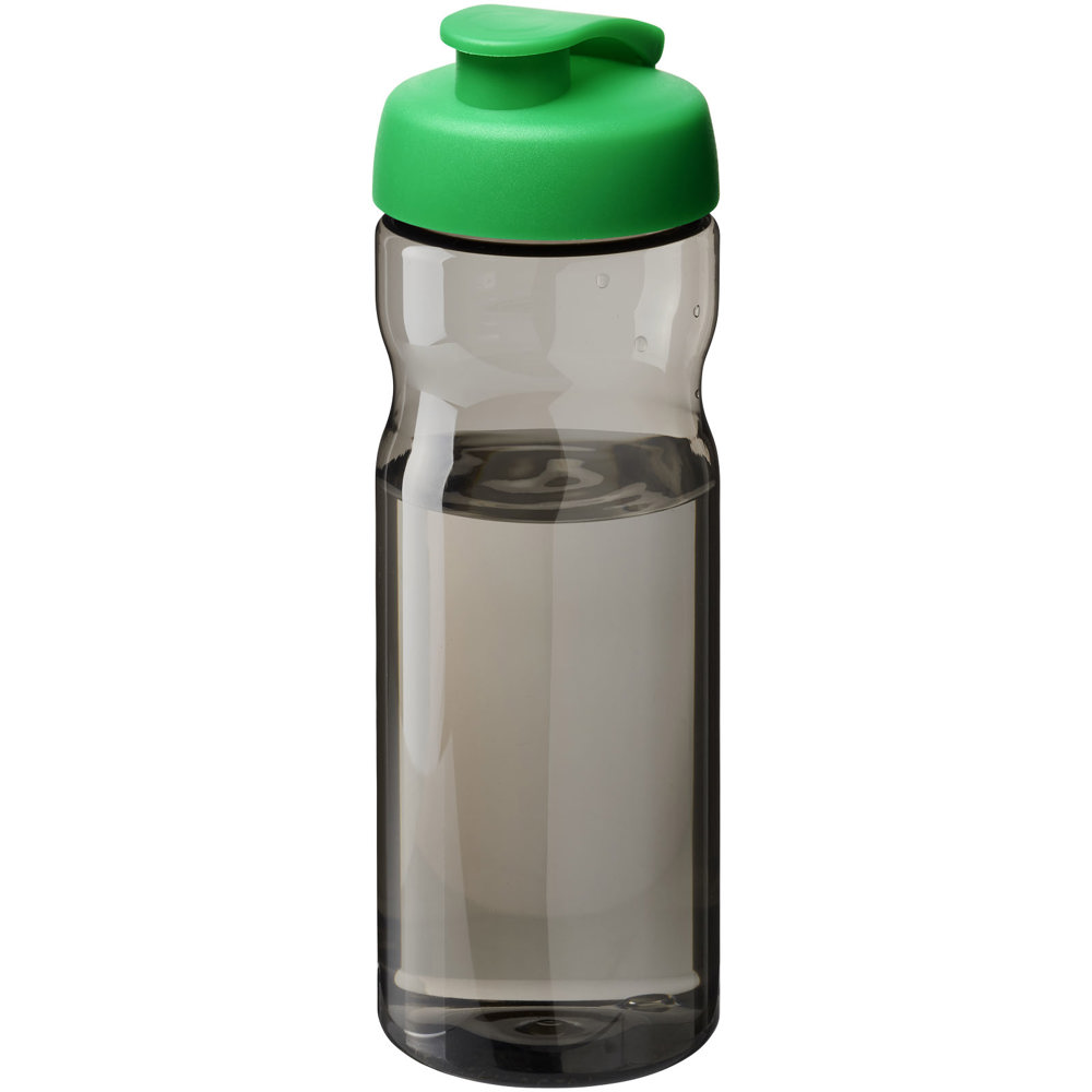 H2O Active® Eco Base drinkfles van 650 ml met klapdeksel - voor bedrijven en relatiegeschenken - Felgroen, Houtskool