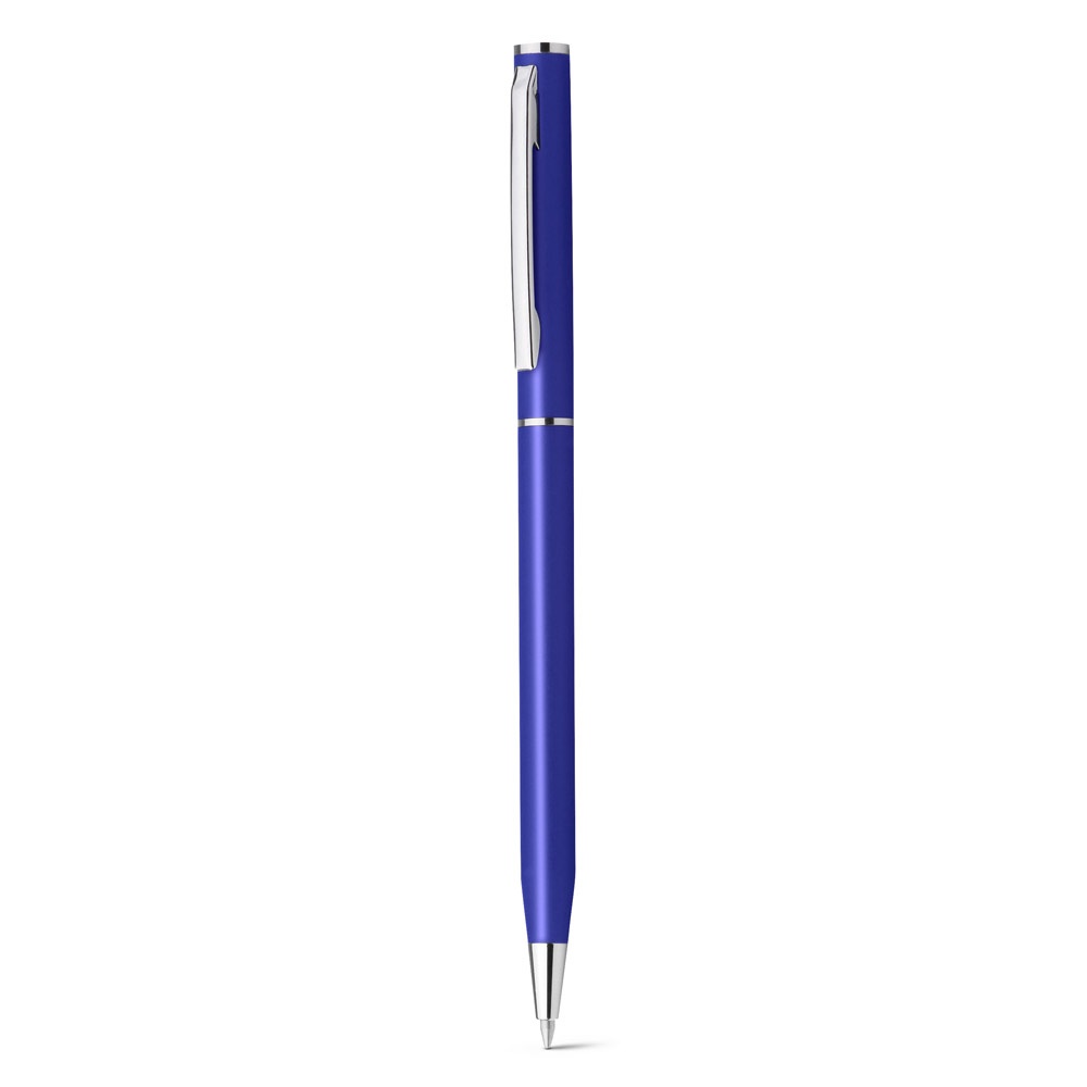 LESLEY METALLIC. Aluminium balpen met clip en draaimechanisme - kopen of bedrukken - blauw