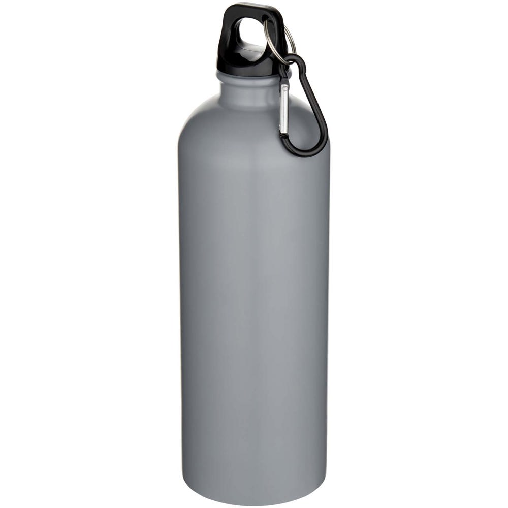 Oregon 750 ml matte RCS gecertificeerde enkelwandige roestvrijstalen waterfles met karabijnhaak - met logo of - grijs