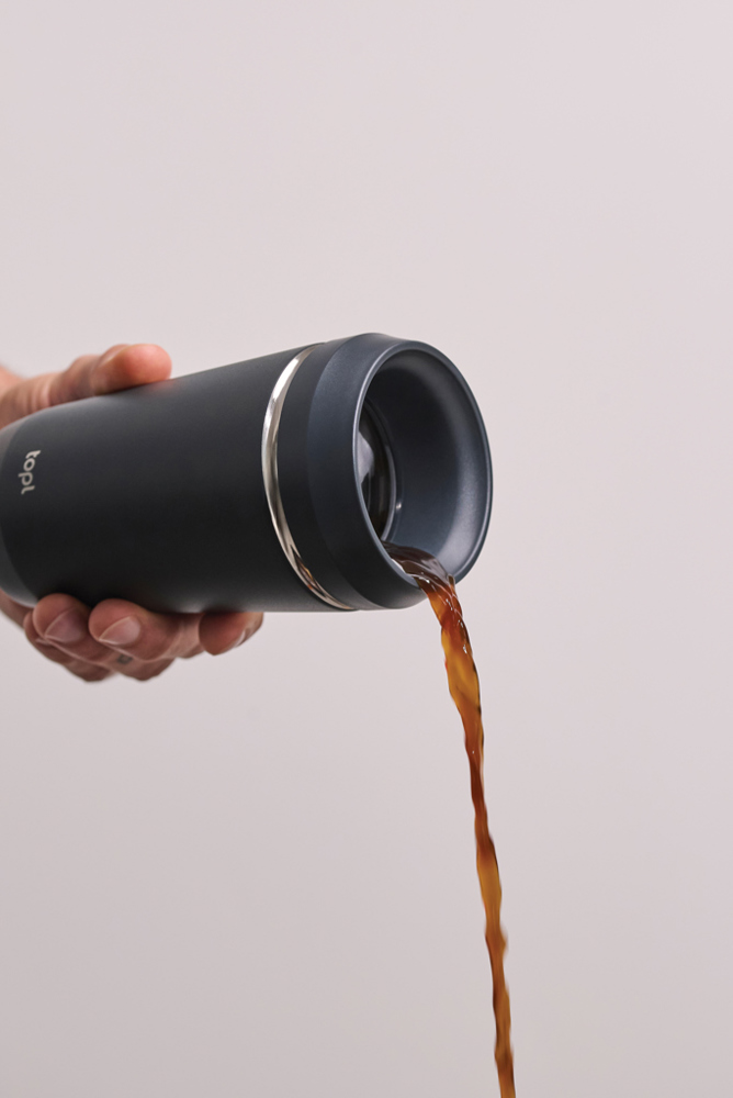 Topl Recycled RVS To Go beker gepatenteerd 360 Lid 354ml