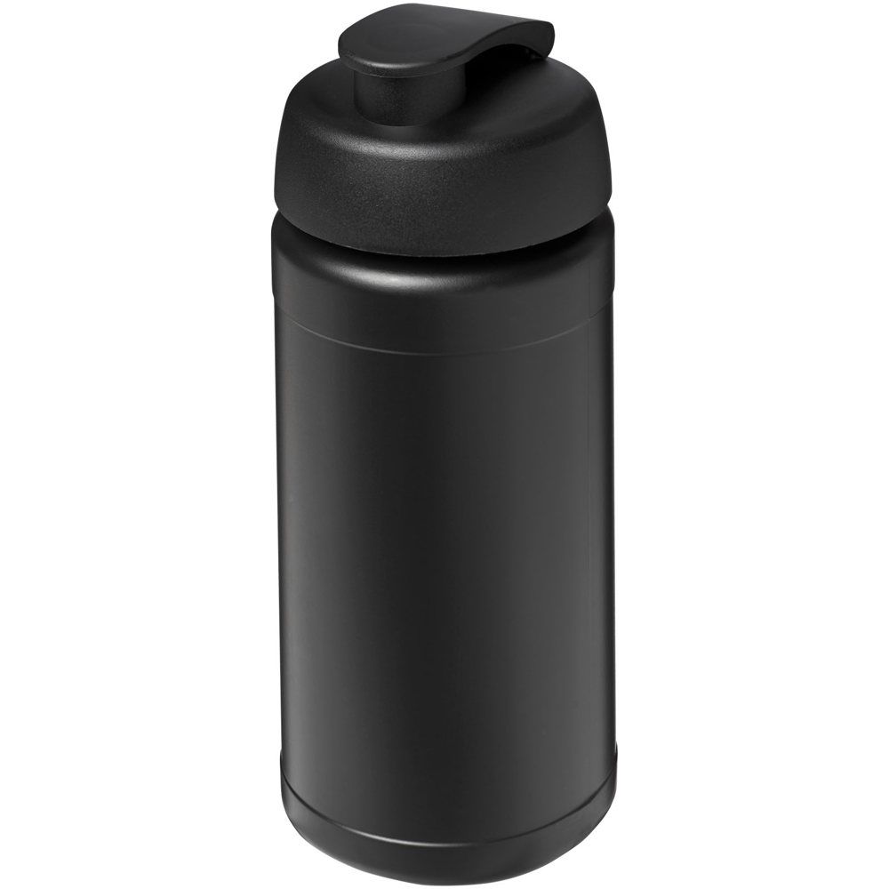 Baseline 500 ml gerecyclede drinkfles met klapdeksel - voor bedrijven en relatiegeschenken - Zwart, Zwart