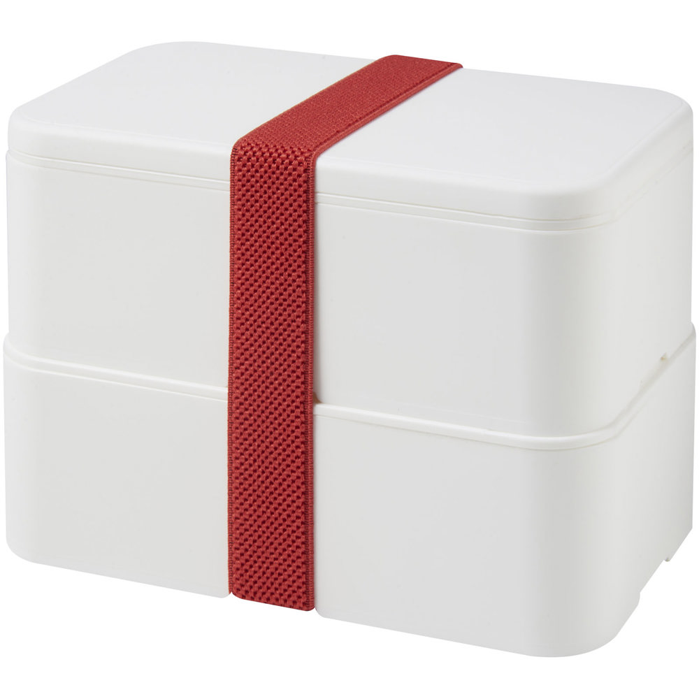 MIYO 700+700 ml dubbellaagse lunchbox - met logo of onbedrukt bestellen - Wit, Wit, Rood