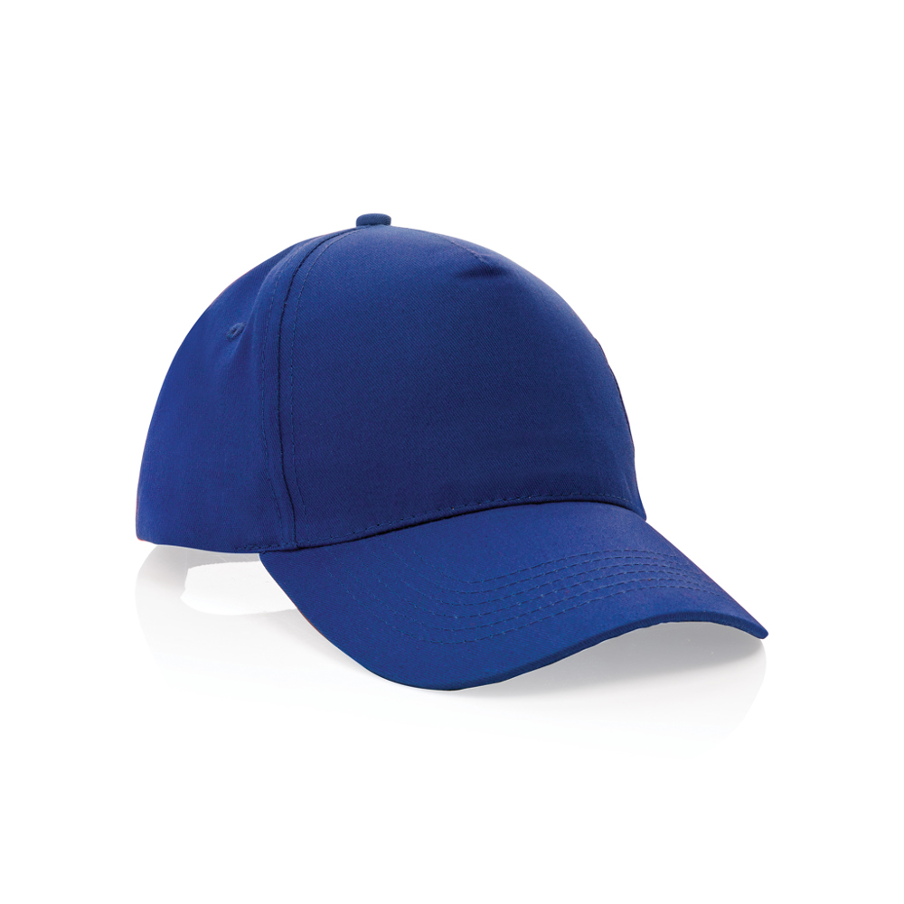 Impact AWARE™ 5 panel 190gr gerecycled katoenen cap - met logo of onbedrukt bestellen - blauw (± PMS 286 C)