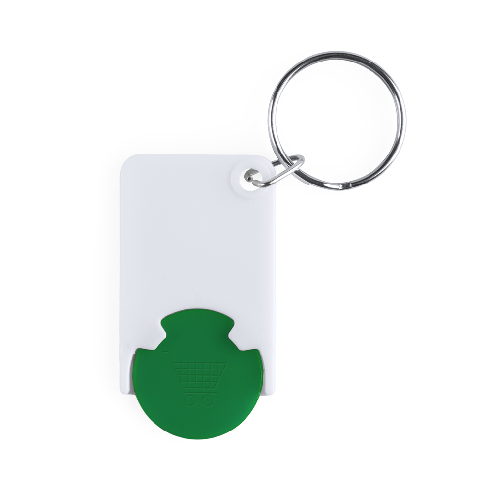 Trolex - winkelwagenmunt sleutelhanger - met logo of onbedrukt bestellen - groen/wit