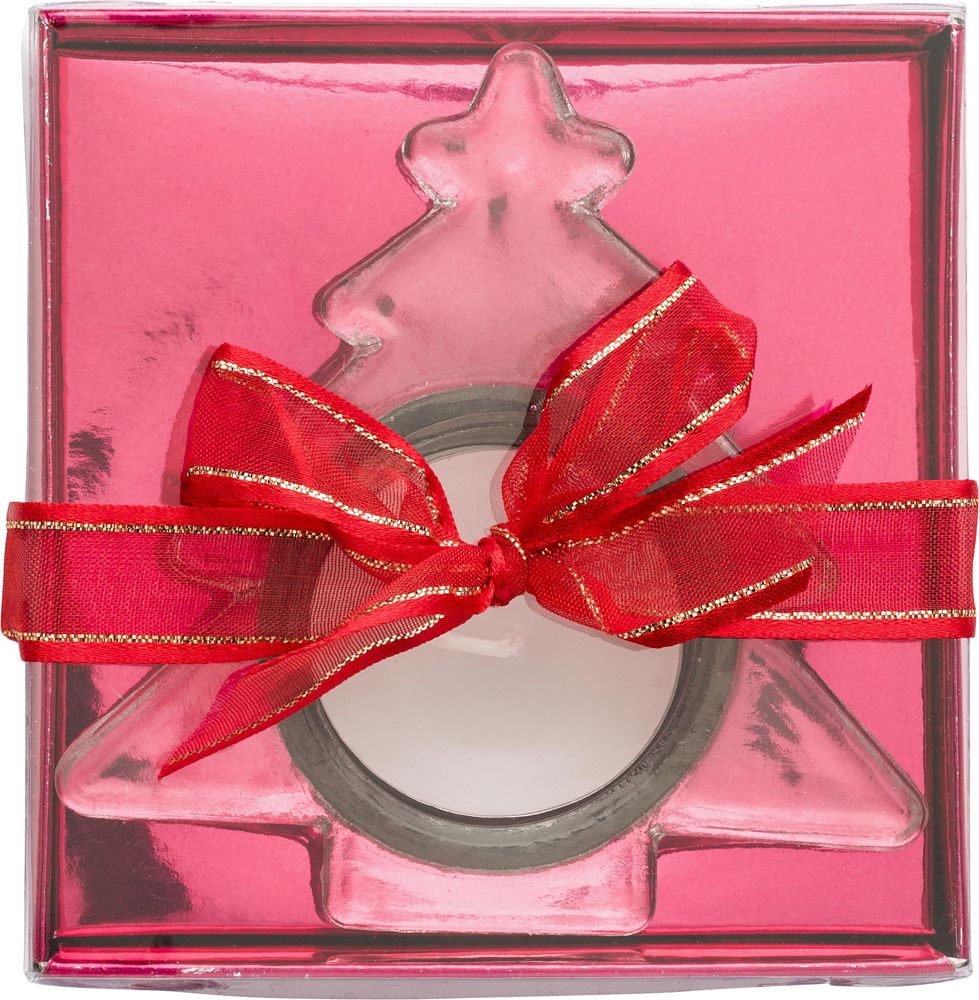 Glazen theelichthouder Casey - bedrukt of onbedrukt verkrijgbaar - Rood