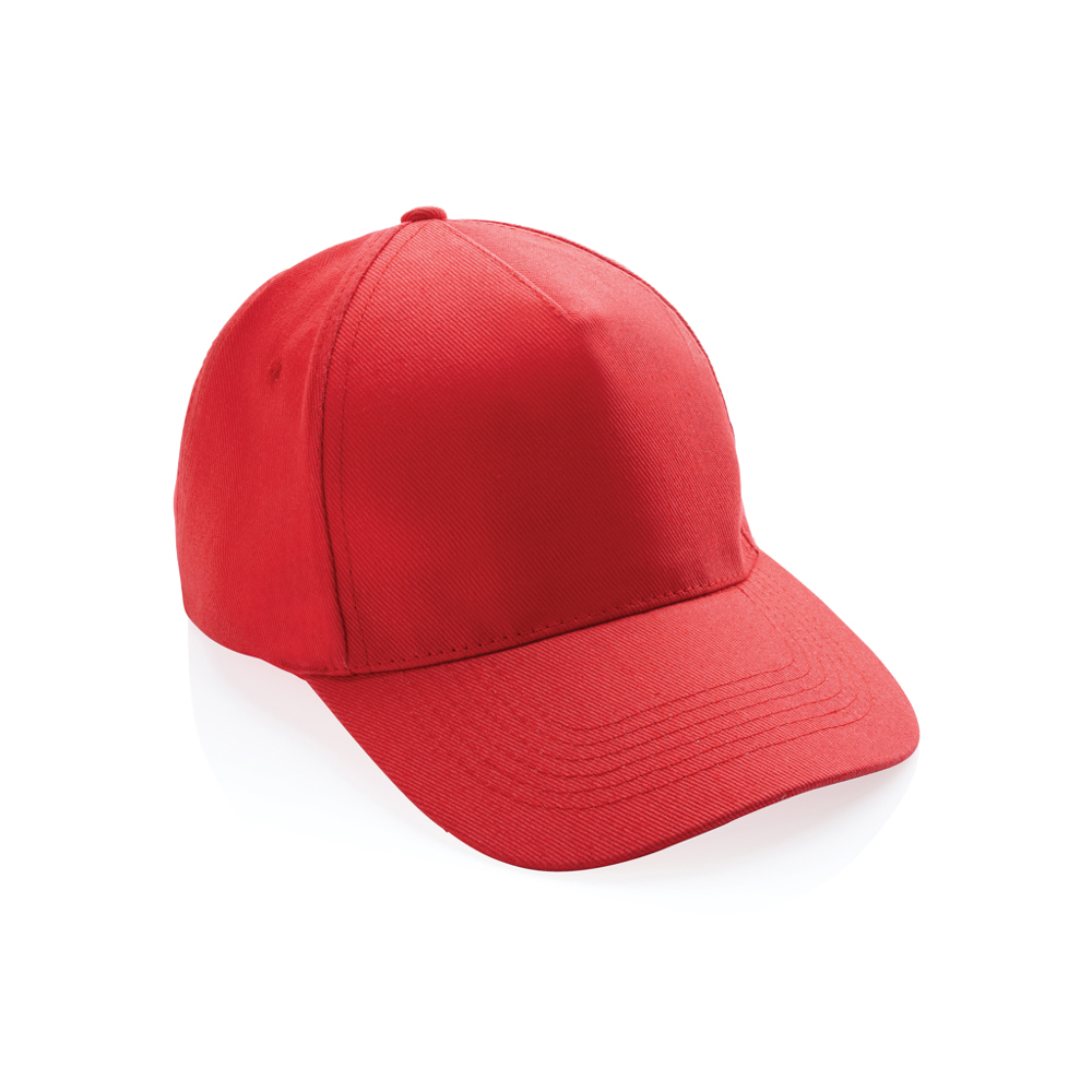 Impact AWARE™ 5 panel 280gr recycled katoenen cap - bedrukt of onbedrukt verkrijgbaar - luscious red (± PMS 17-1663TCX)