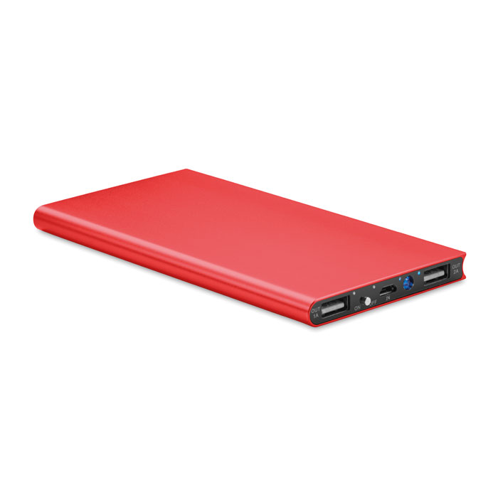 POWERFLAT8 - PowerBank 8000 mAh - voor bedrijven en relatiegeschenken - rood