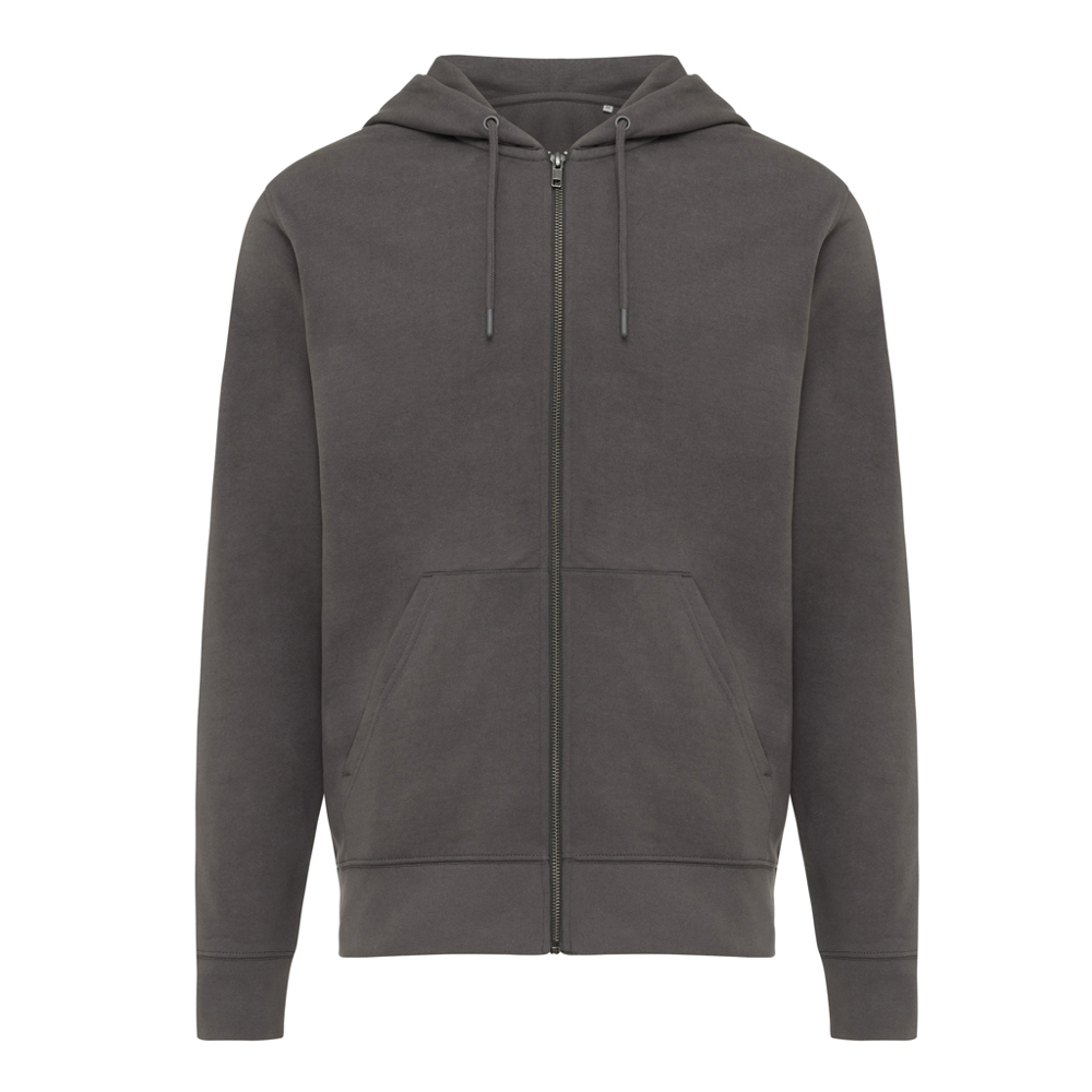 IQONIQ Abisko gerecycled katoen hoodie met rits - met logo of onbedrukt bestellen - antraciet (± PMS 19-3900 TCX)