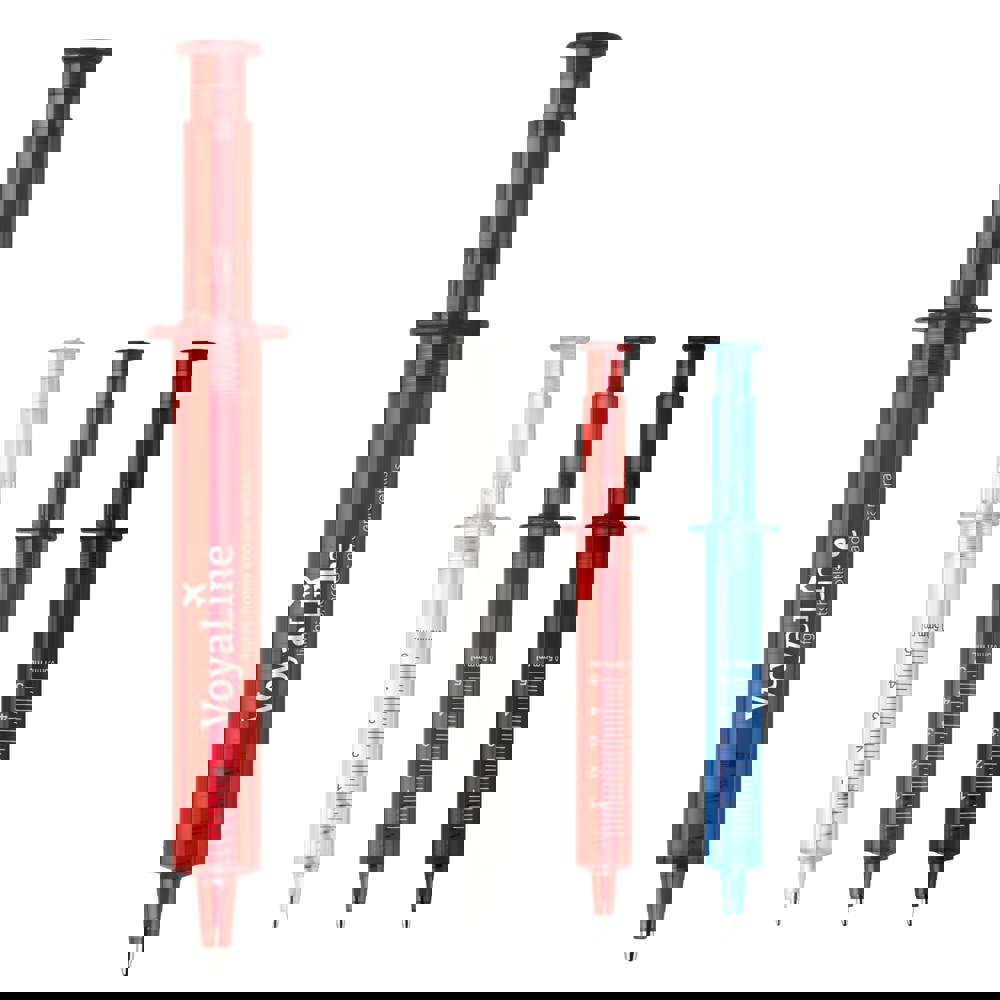 Injectiespuitpen transparant - bedrukt of onbedrukt verkrijgbaar